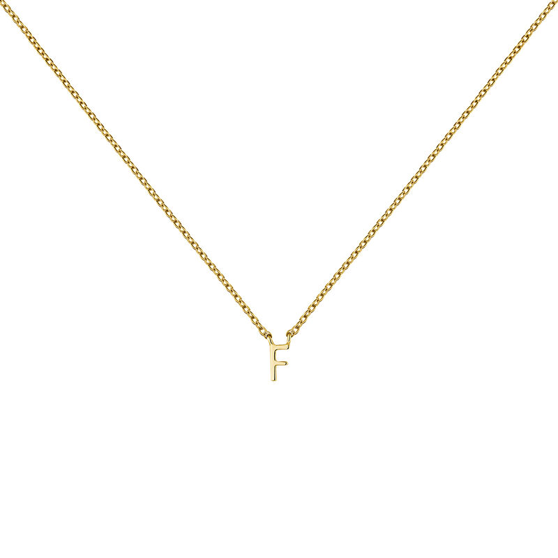 Gold Initial F necklace, J04382-02-F, hi-res