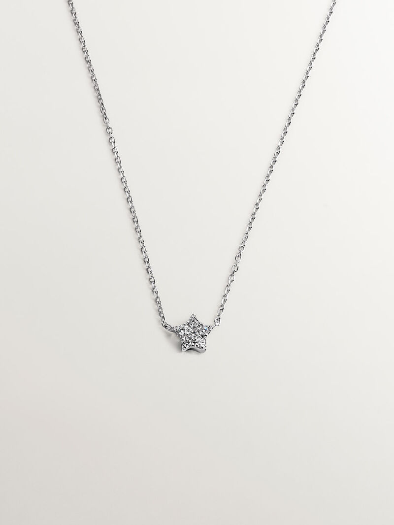 18K white gold pendant with diamond star image number 0