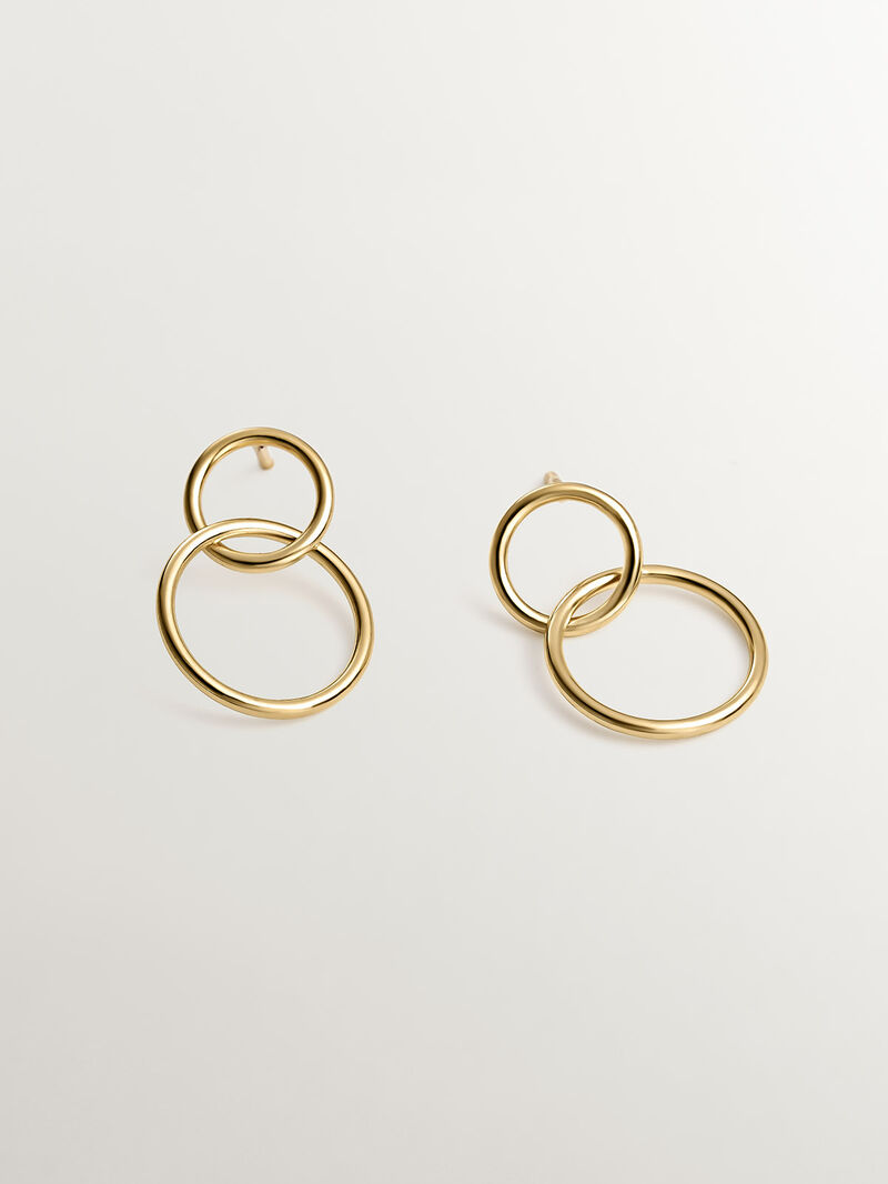 Double hoop earrings made of 925 silver, bathed in 18K yellow gold. image number 0