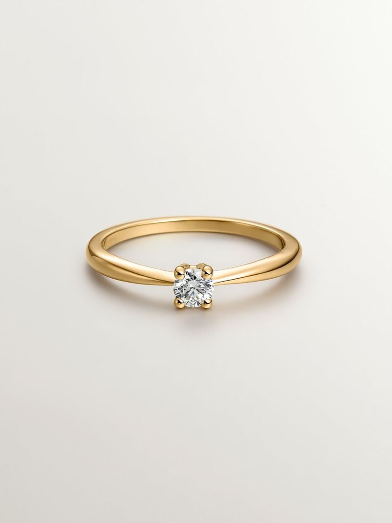 18k yellow gold solitaire ring with 0.15ct diamond image number 1