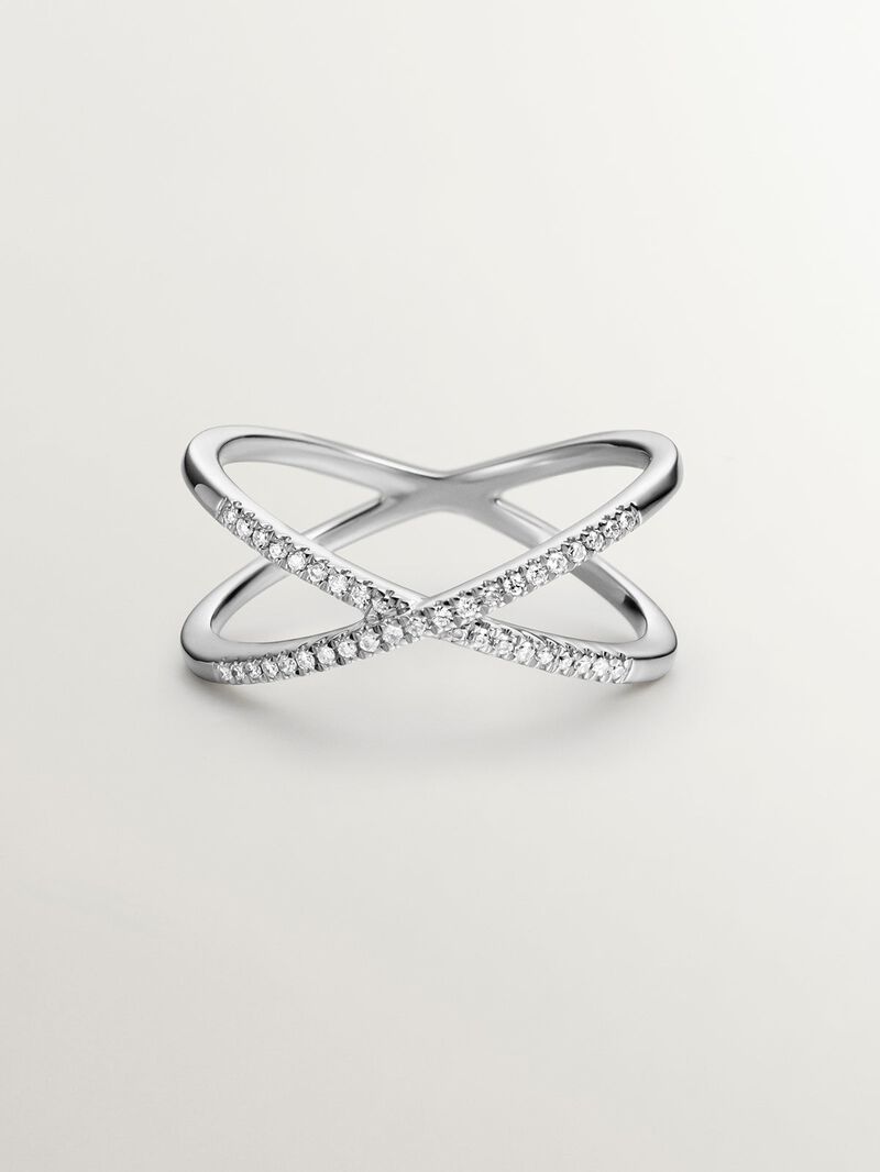 18K white gold cross ring with brilliant cut diamonds image number 2