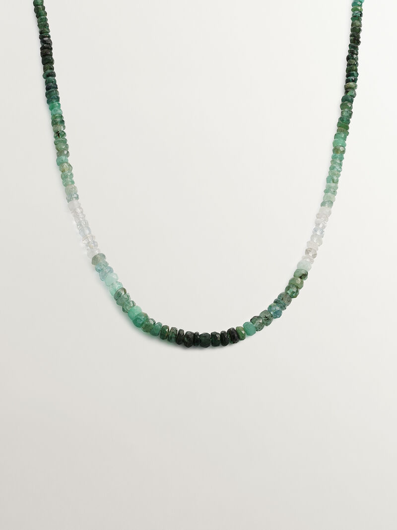 925 Silver necklace bathed in 18K yellow gold with emeralds image number 0
