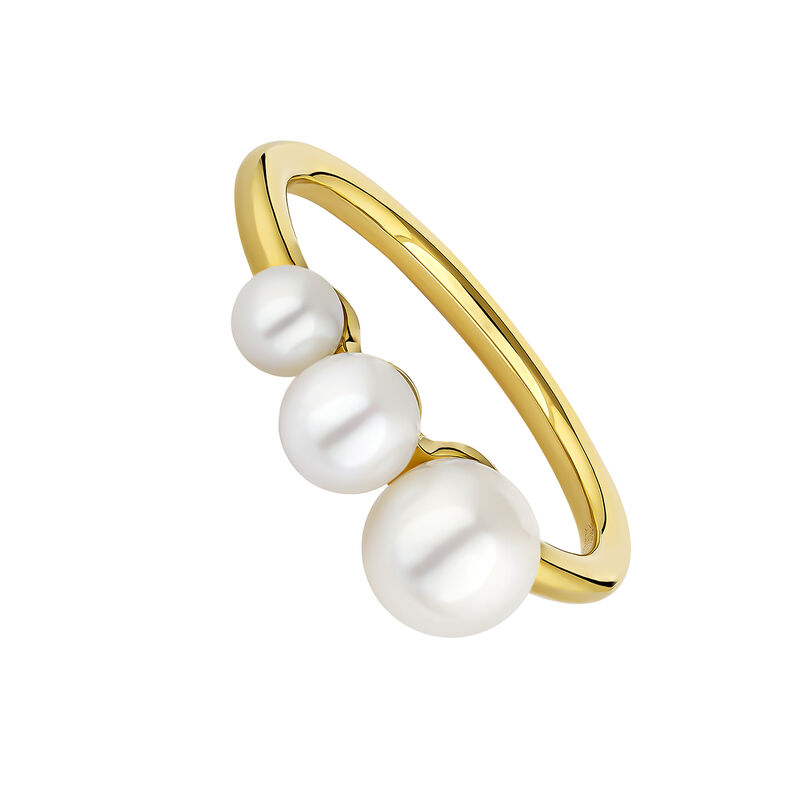 Gold plated silver pearl ring, J04729-02-WP, hi-res