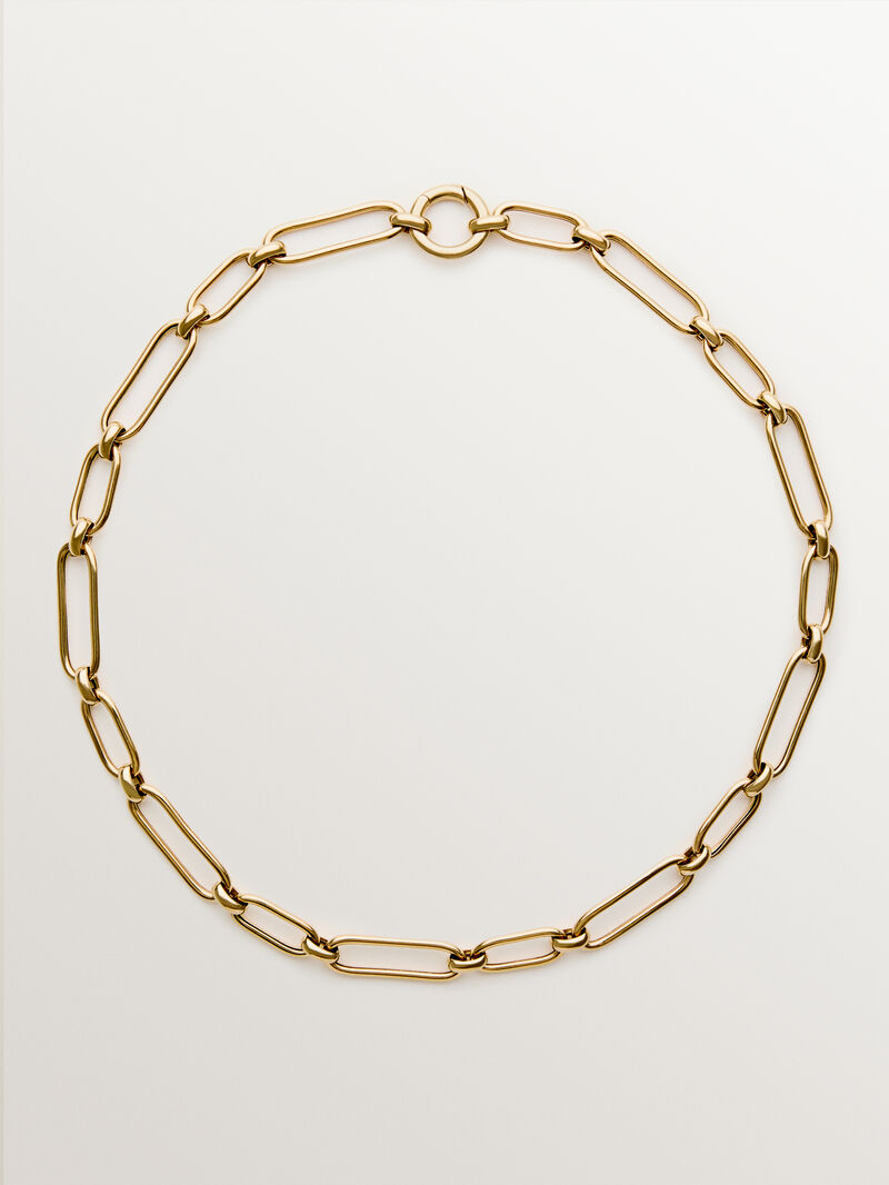 18K yellow gold plated 925 silver chain with rectangular links image number 0