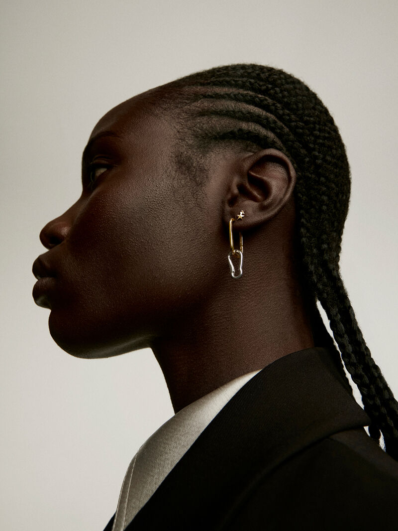 Individual small earring made of 925 silver bathed in 18K yellow gold with stars image number 5