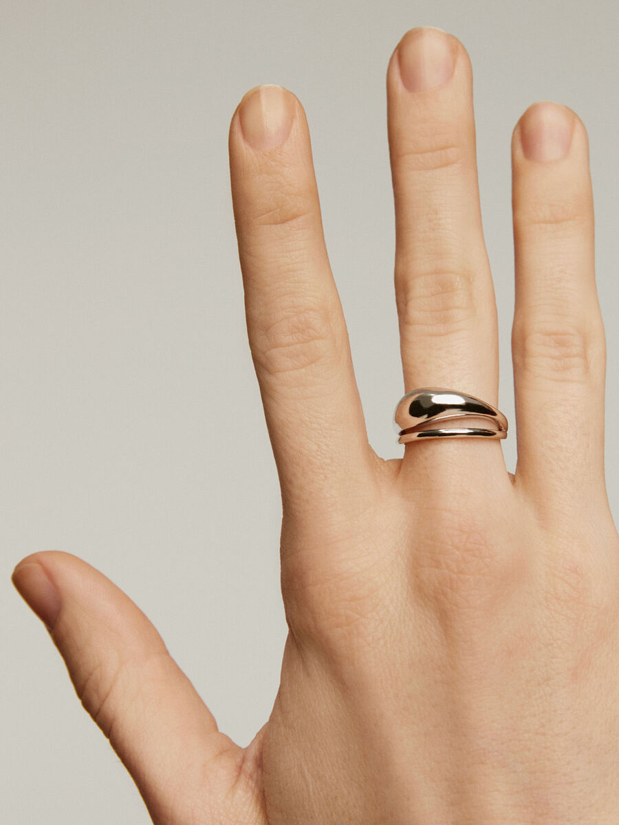 Bague double bombée en argent, J05224-01, hi-res