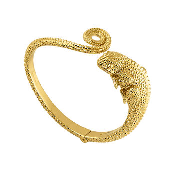 Gold chameleon bangle, J04201-02, hi-res