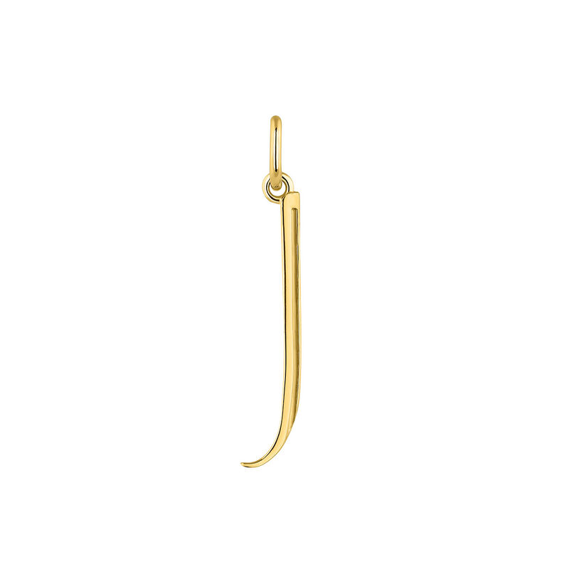 Large gold-plated silver J initial charm , J04642-02-J, hi-res