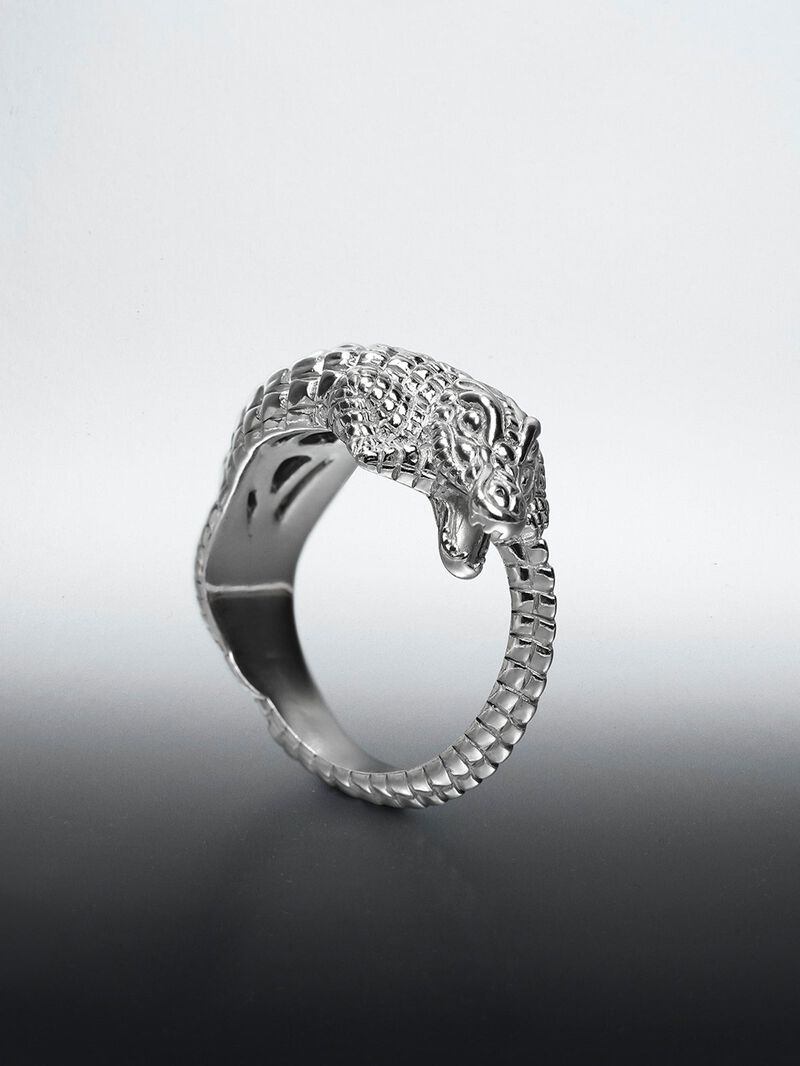 925 silver ring shaped like crocodile image number 7