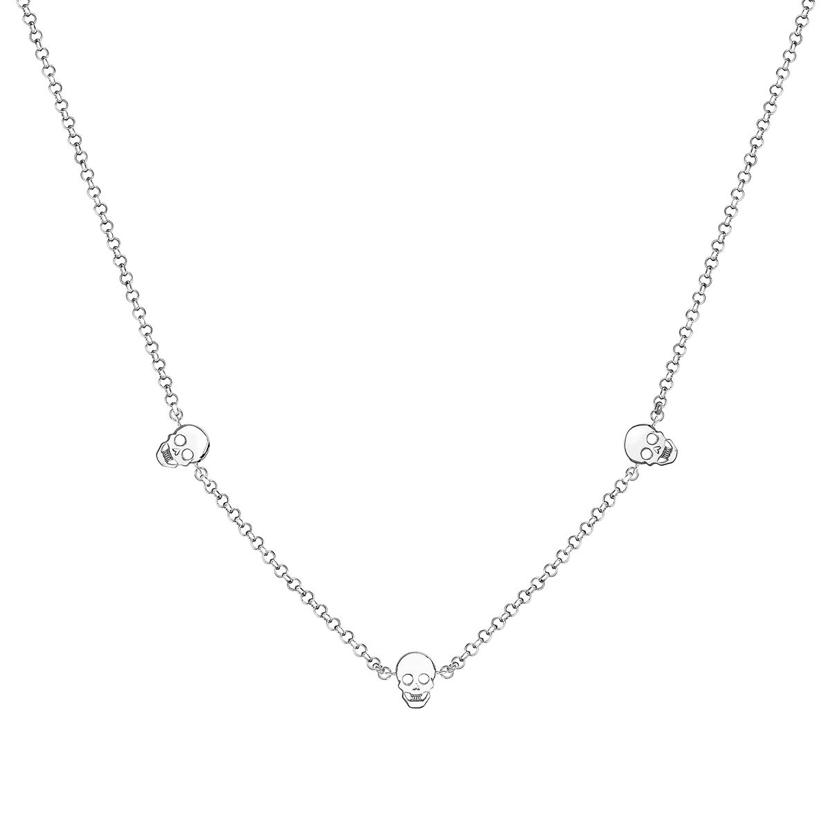 Silver necklace with skulls , J03943-01, hi-res