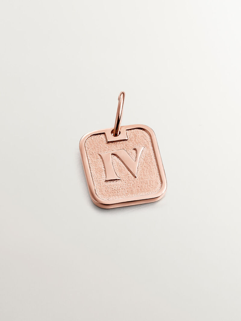 925 silver charm bathed in 18k rose gold with number 4 image number 0