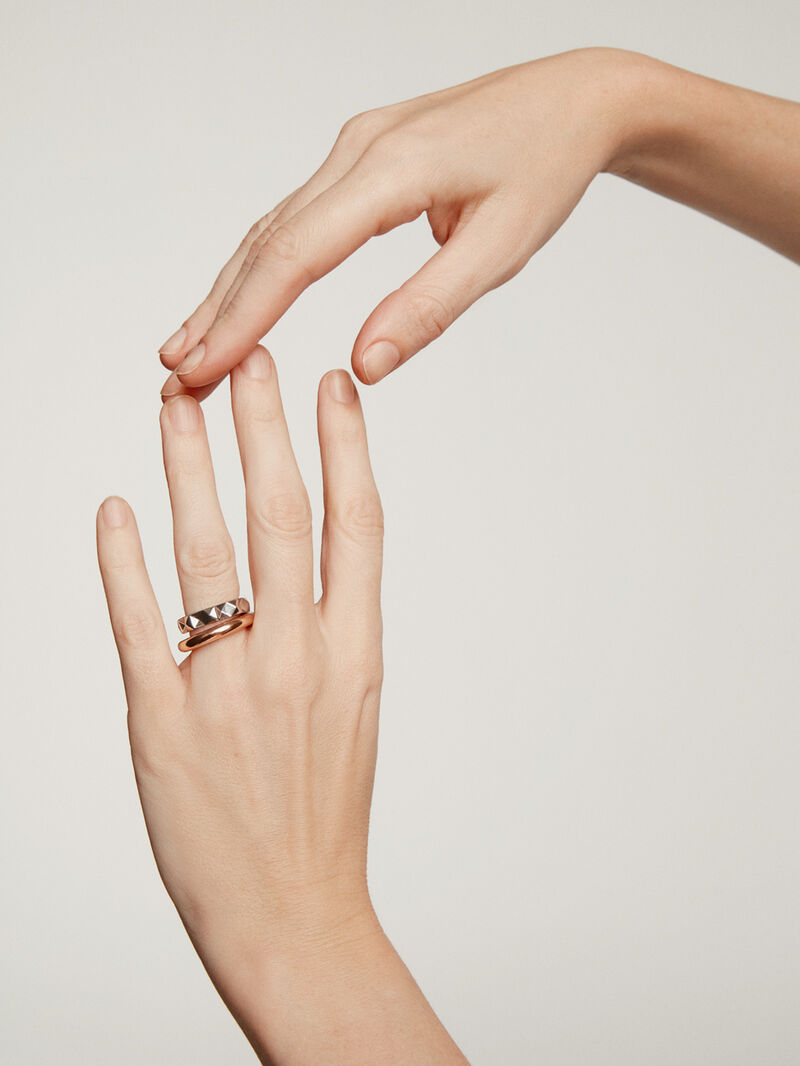 925 silver ring with geometric finish image number 3