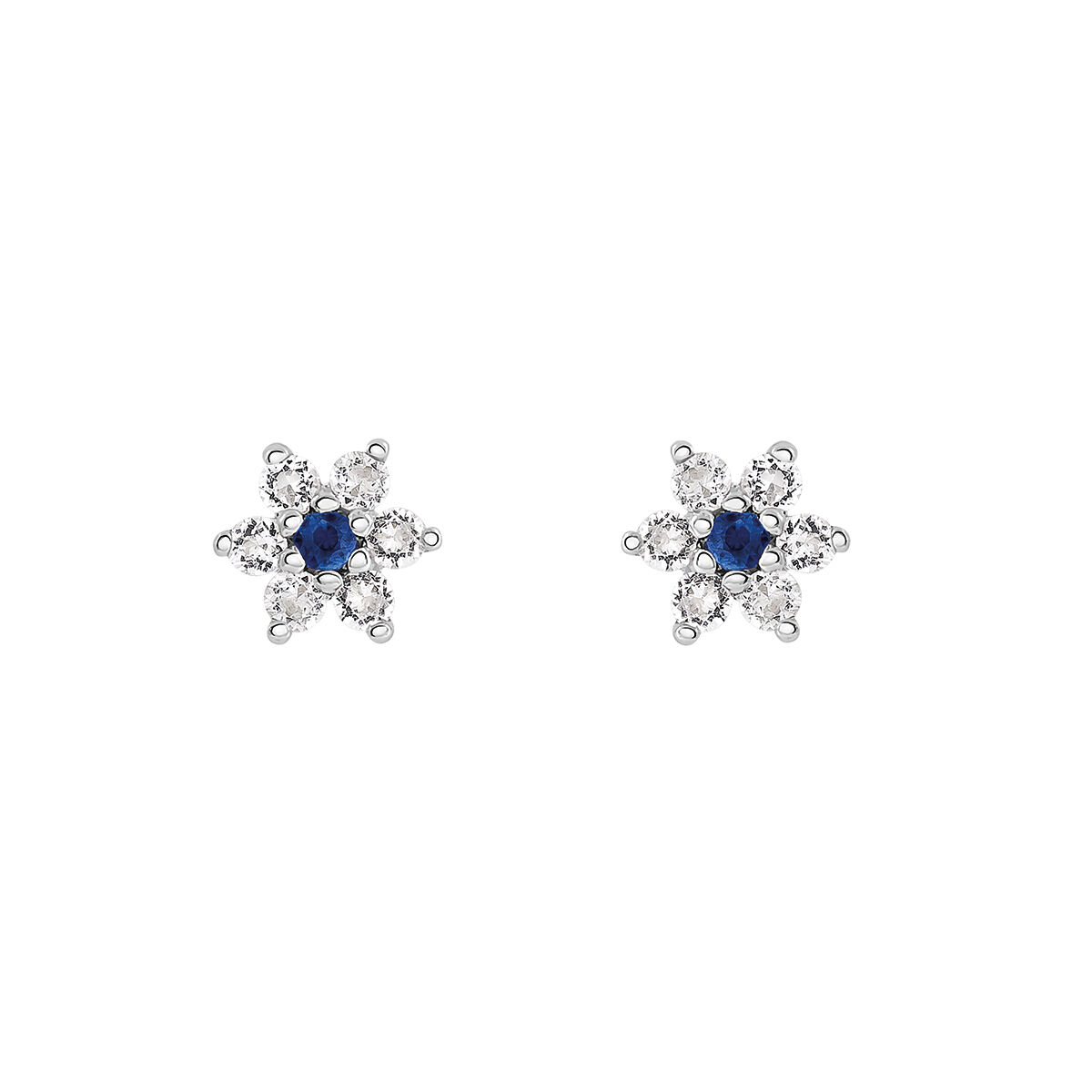 Boucles d'oreilles fleur saphir bleu argent , J03331-01-BS-WT, hi-res