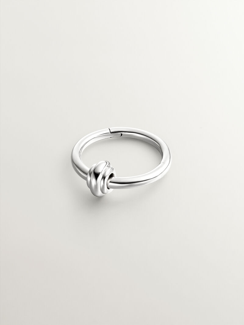 Individual 9K white gold hoop earring with small ball. image number 2