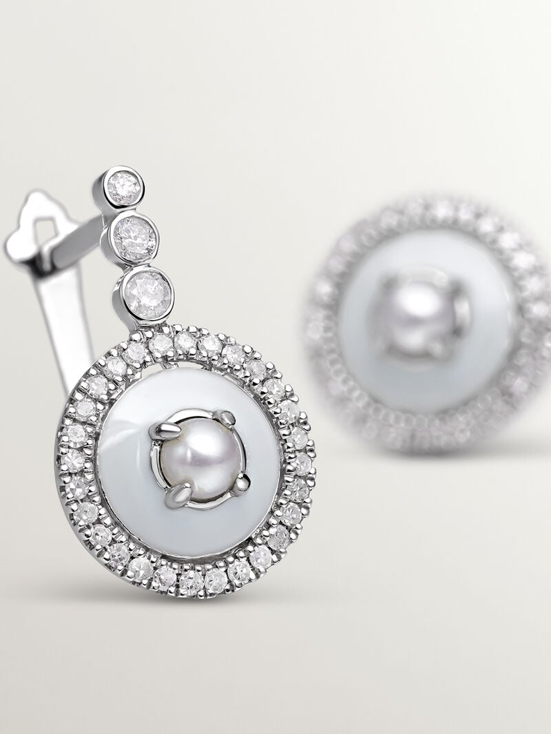 925 silver earrings with purple tannitas, white diamonds and white enamel image number 6