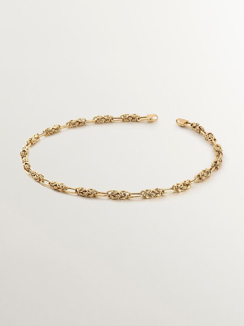 45cm mixed link chain made of 925 silver plated with 18K yellow gold image number 0