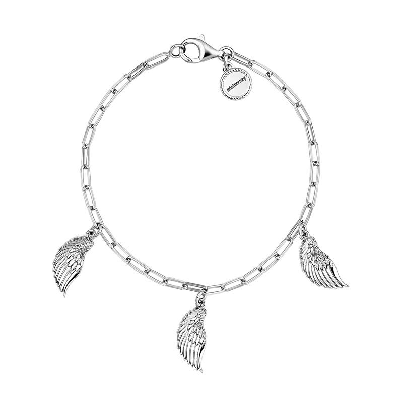 Silver wings charm bracelet , J04303-01, hi-res