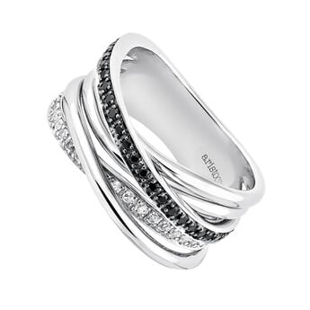 Medium silver multi-band ring , J03661-01-WT-BSN,hi-res