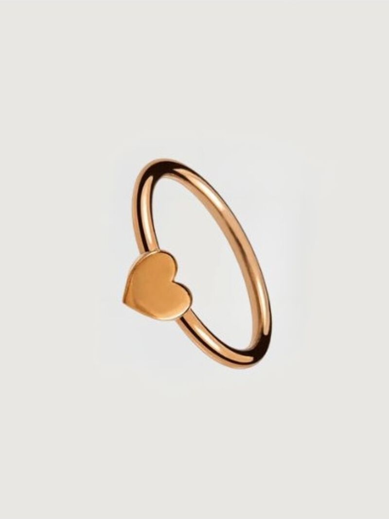 925 silver ring bathed in 18k rose gold with a heart image number 1