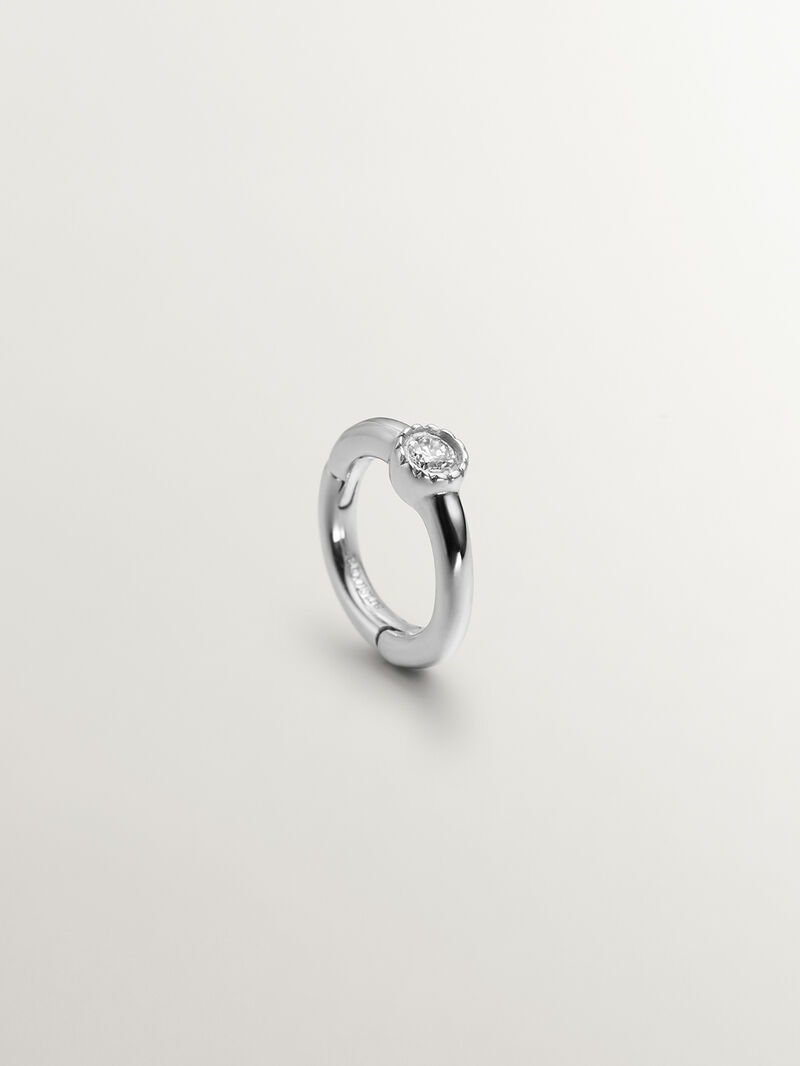 Individual small hoop earring made of 9K white gold with a 0.014 cts diamond. image number 0