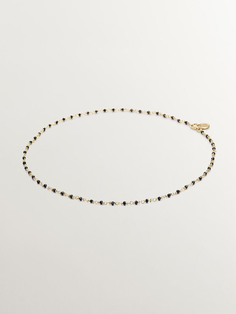925 Silver chain plated in 18K yellow gold with black spinels. image number 0