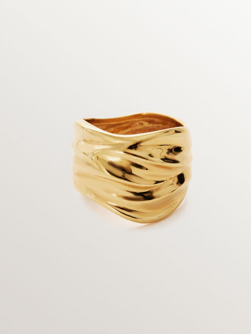 Wide 18K yellow gold plated 925 silver ring image number 2