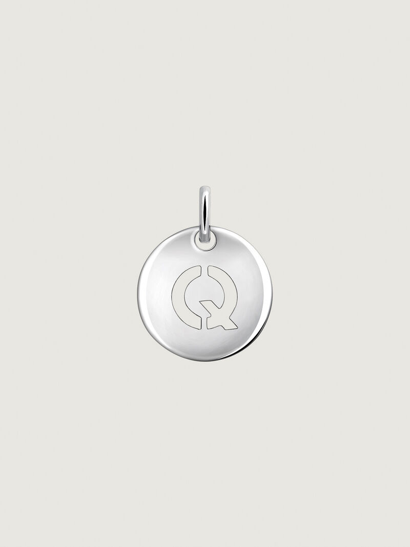 925 Silver Charm with Initial Q image number 0