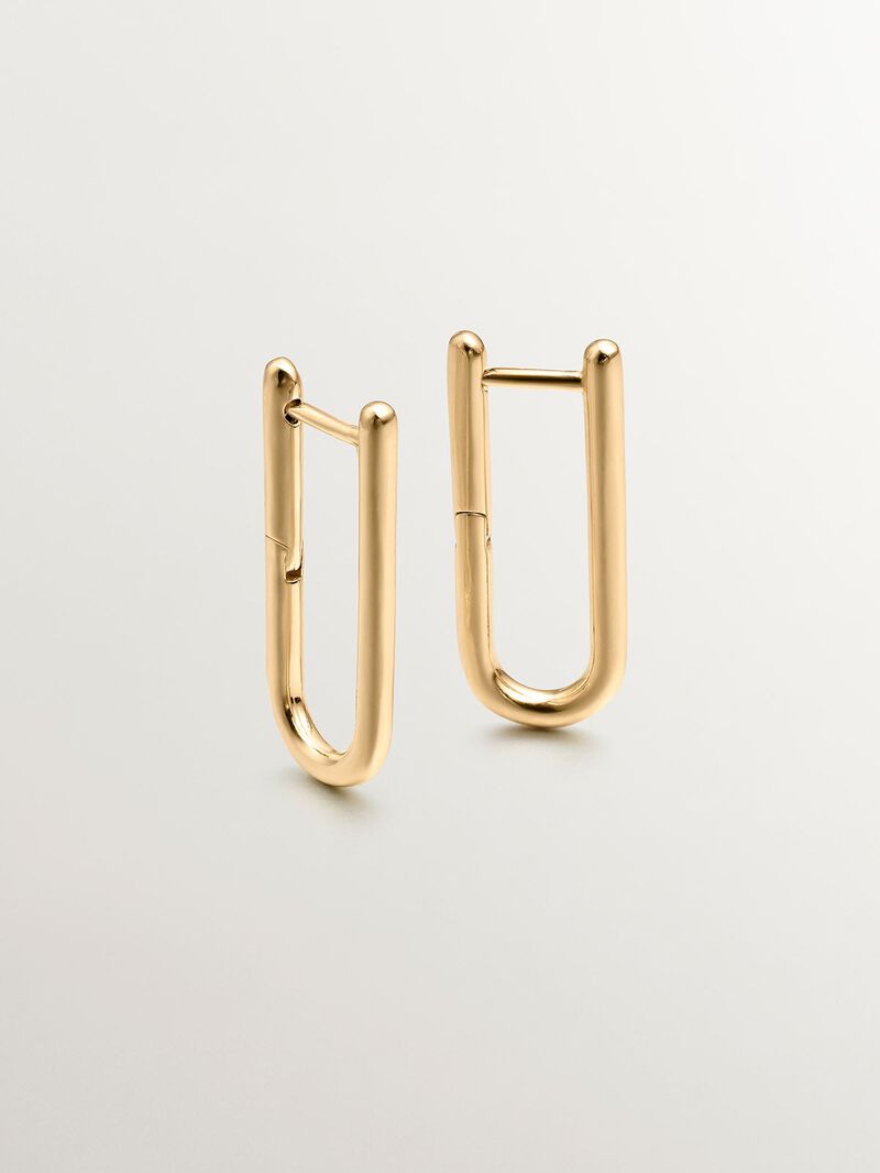 Long hoop earrings in 925 silver plated in 18K yellow gold image number 1