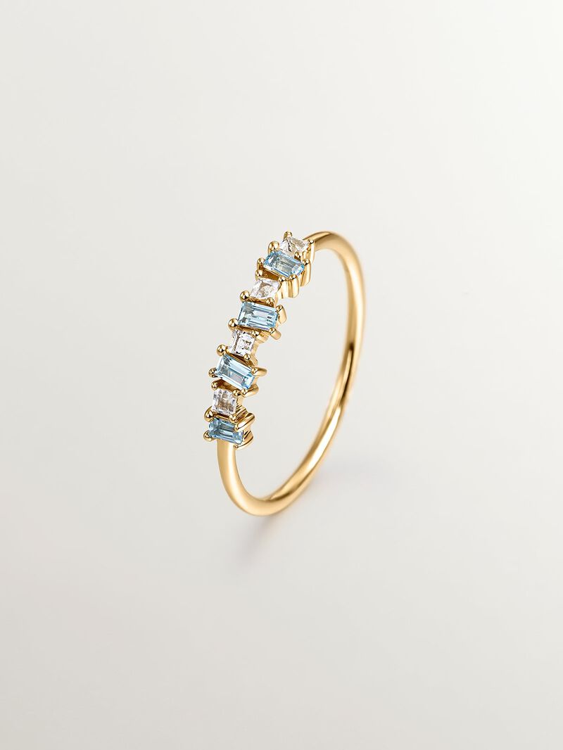 925 Silver Tieinillo Ring in 18k yellow gold with purple and rhodolitas pink amethists image number 0