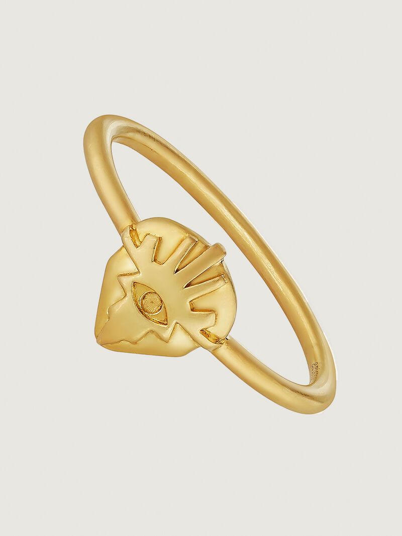 Silver ring bathed in yellow gold and central eye reason image number 0