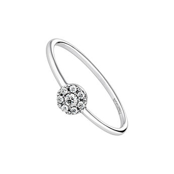 Solitaire diamond rosette ring 0.10 ct white gold , J04204-01-10,hi-res