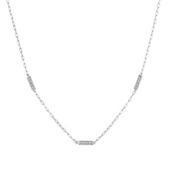 Sterling silver link necklace with white topaz stones, J05197-01-WT,hi-res