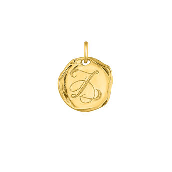Gold-plated silver Z initial medallion charm  , J04641-02-Z,hi-res