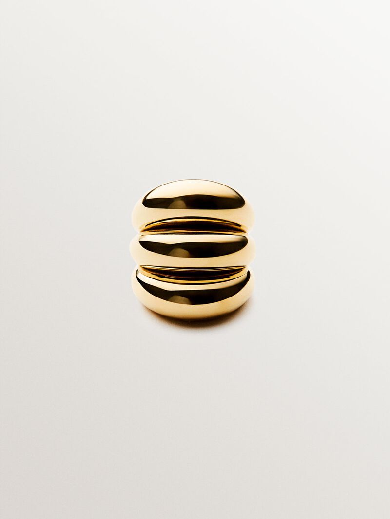 Triple ring in 925 silver plated in 18K yellow gold image number 2
