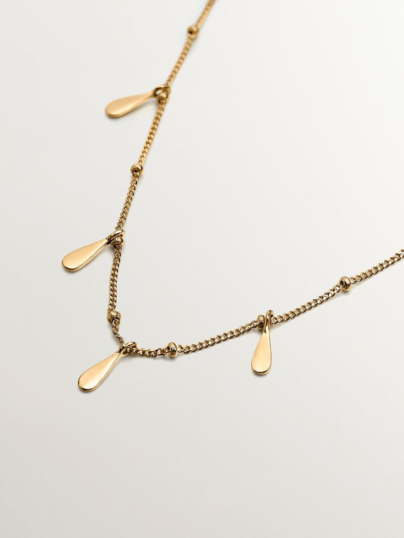 925 Silver necklace bathed in 18K yellow gold with teardrops image number 4