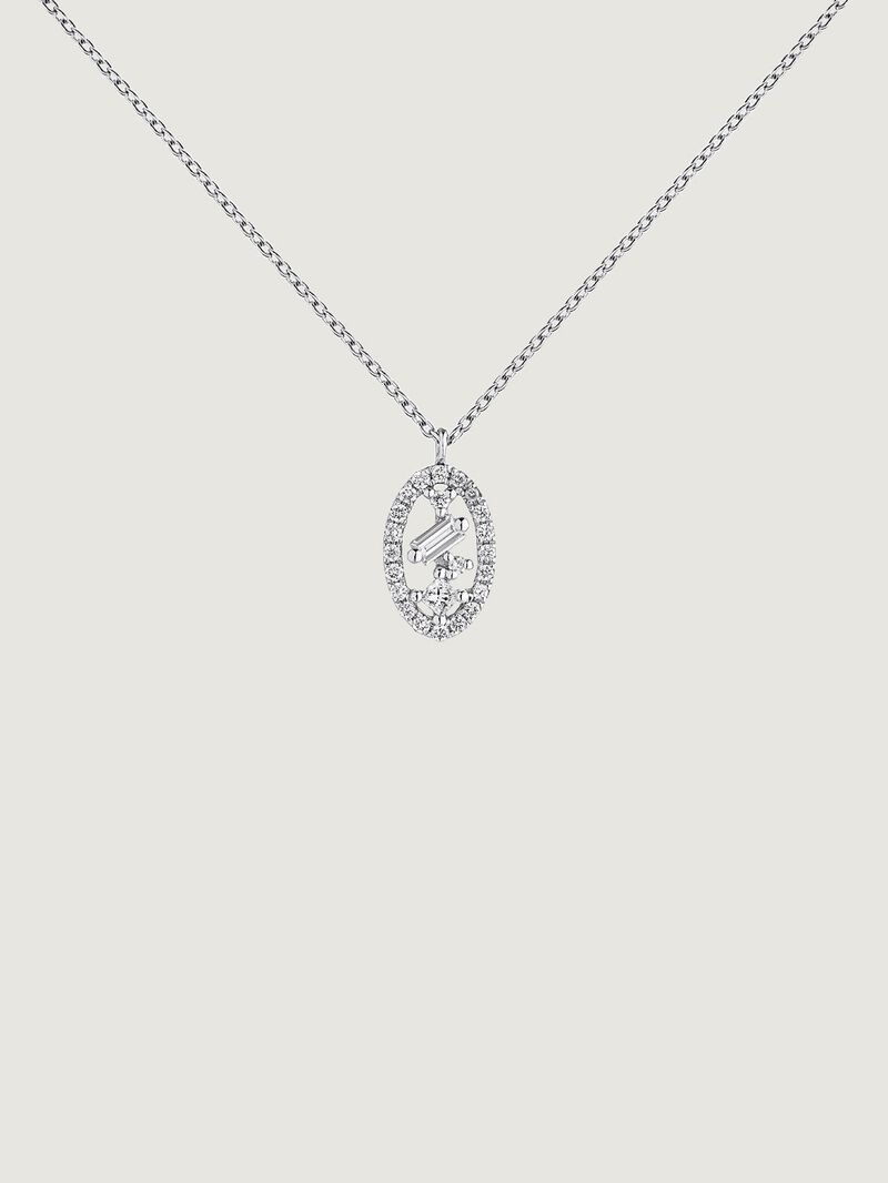 18K white gold pendant with diamond oval. image number 0