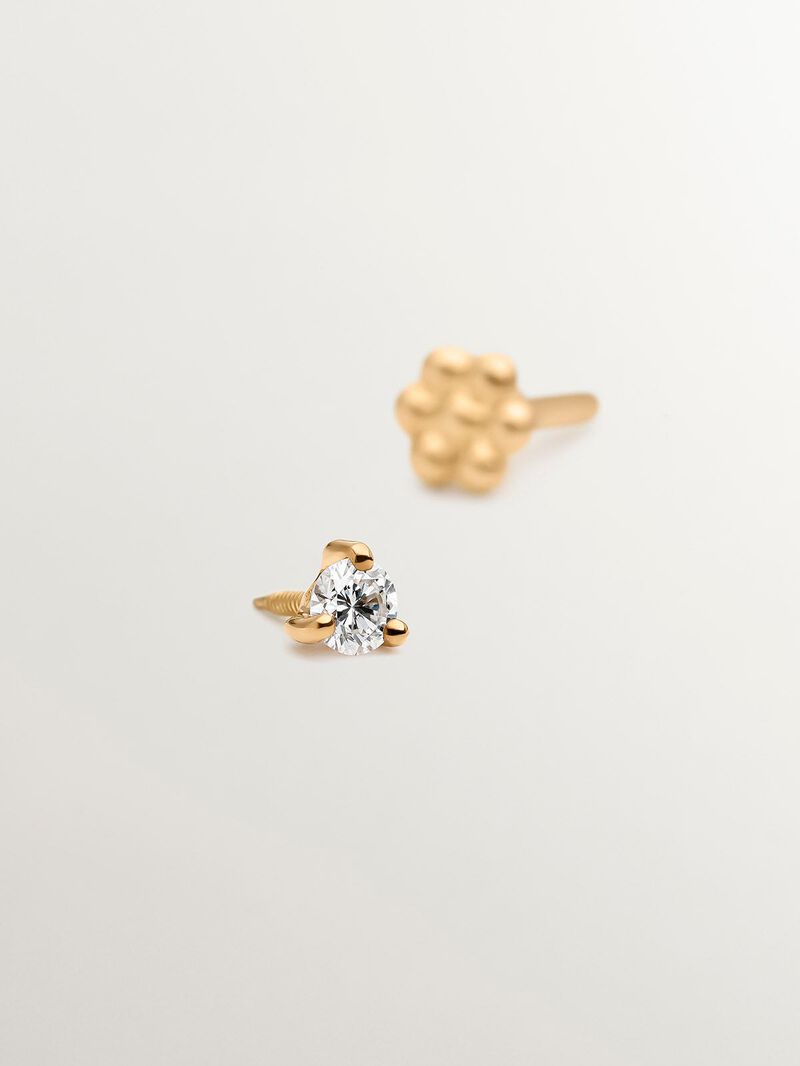 18K yellow gold solitaire piercing with diamond 0.04 cts image number 4