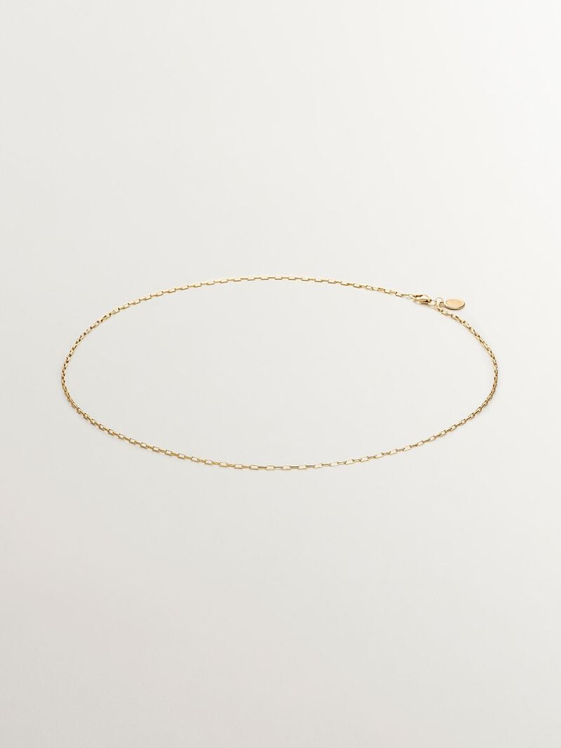 925 Silver chain bathed in 18K yellow gold with rectangular links. image number 0