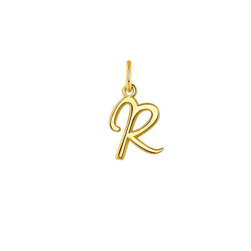 Gold-plated silver R initial charm  , J03932-02-R, hi-res
