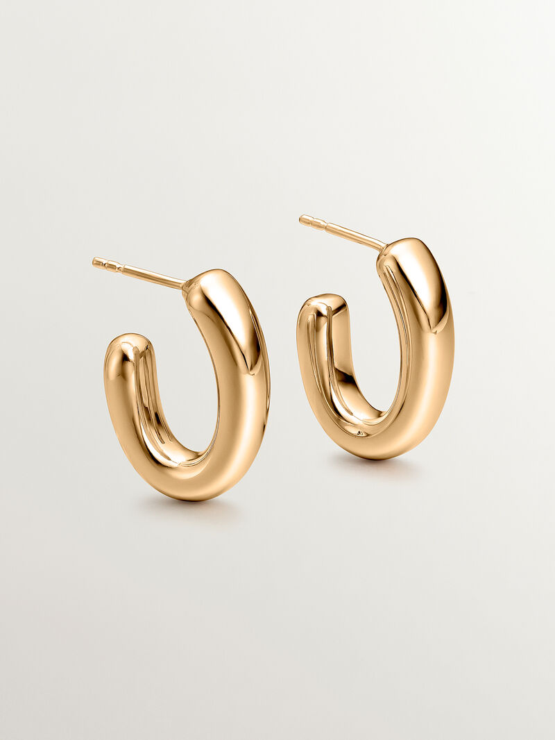 Small oval hoop earrings in 925 silver coated in 18K yellow gold image number 4