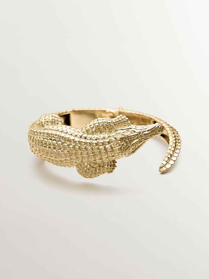 925 Silver bracelet bathed in 18K yellow gold with a crocodile shape. image number 2