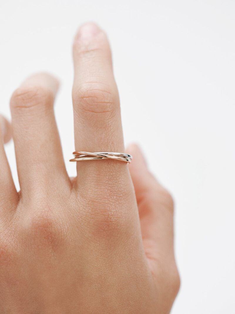 9K White, Yellow and Rose Gold Triple Ring image number 1