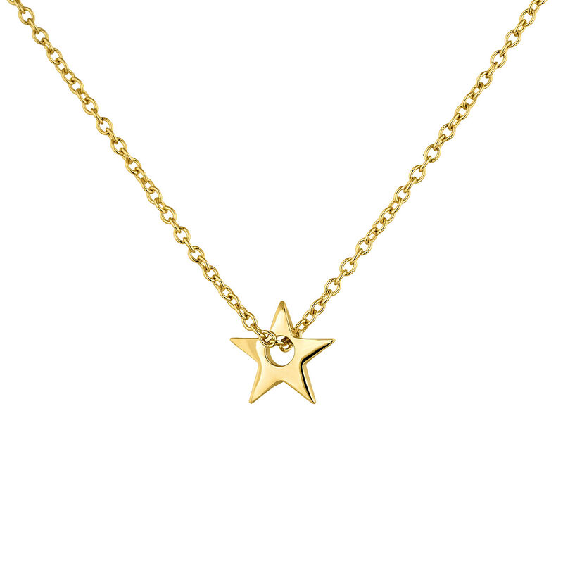 Gold plated maxi star pendant necklace, J04932-02, hi-res