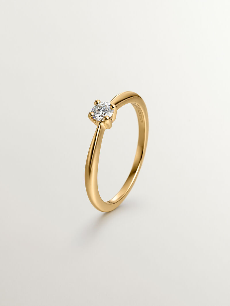 18K yellow gold ring with brilliant cut diamond image number 0