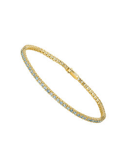 Bracelet RIVIERE en argent plaqué en or rose 18 K avec une topaze swiss blue, J05548-02-SB,hi-res
