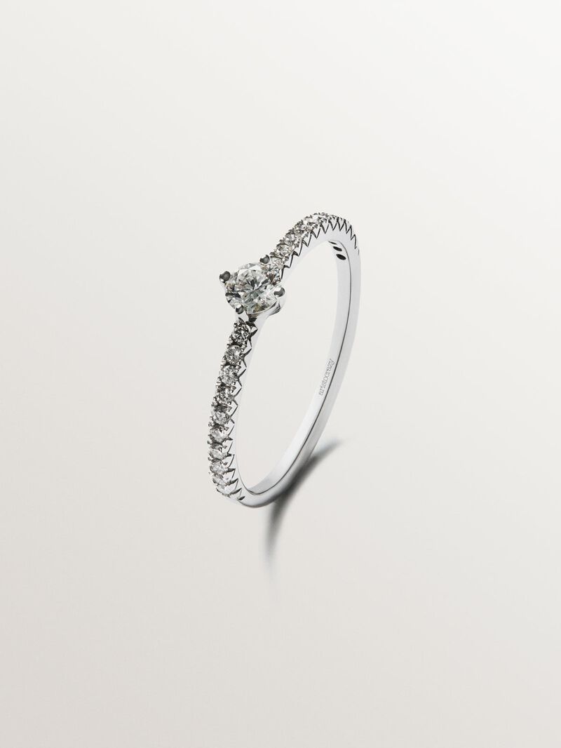 18K white gold ring with diamond arm and central diamond 0.23 cts image number 0