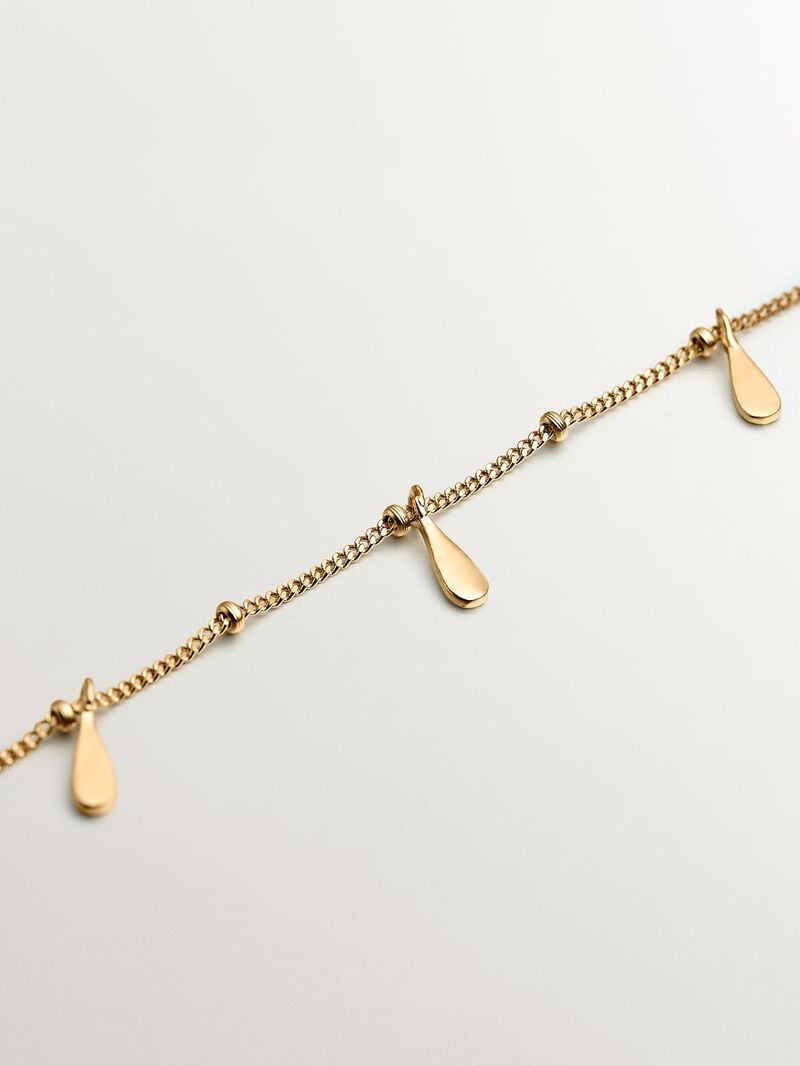 925 Silver necklace bathed in 18K yellow gold with teardrops image number 2