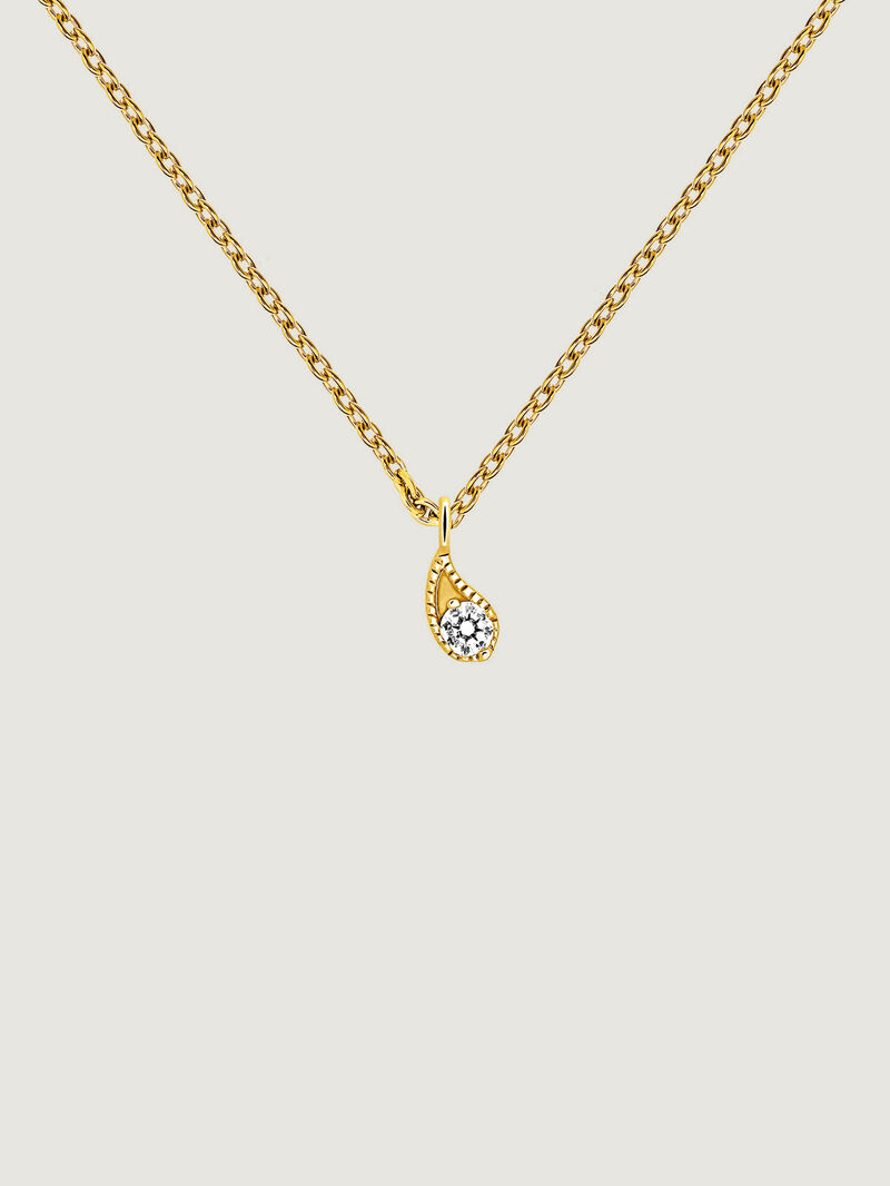 9K Yellow Gold Pendant with Drop and White Diamonds image number 0