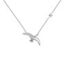 Silver bird and star motif necklace , J04604-01