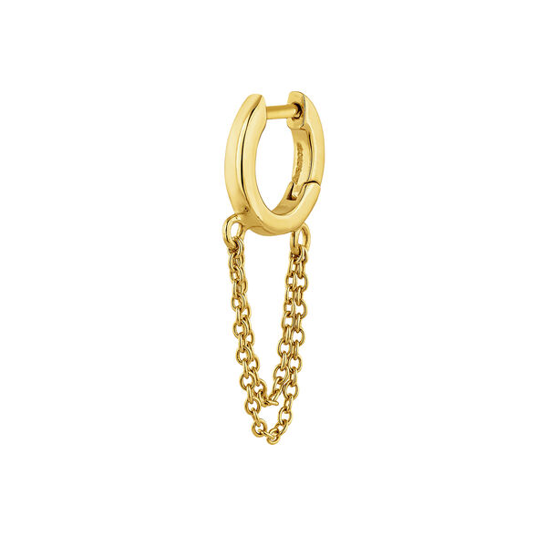 Gold plated silver chain hoop earring, J04871-02-H,hi-res